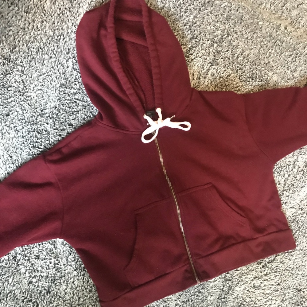 Cute Maroon Crop Top Hoodie